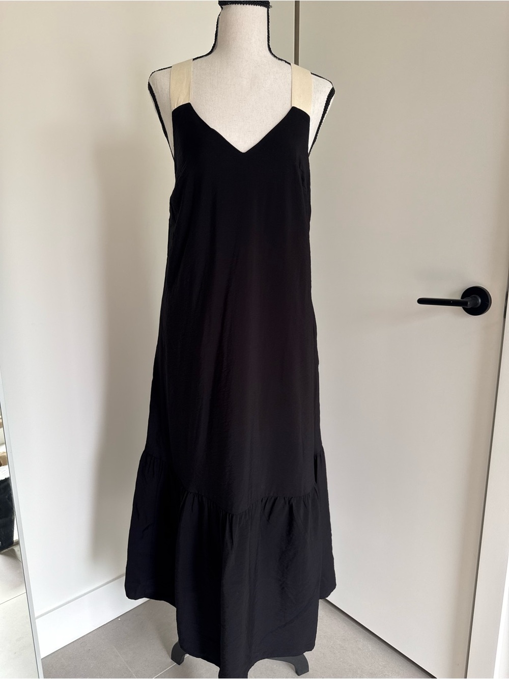 Reitmans Black Maxi Dress with Cream Straps